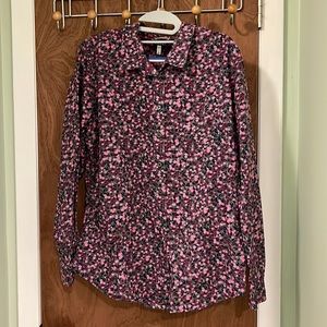 Joules Lucie print Button Down Shirt gray purple